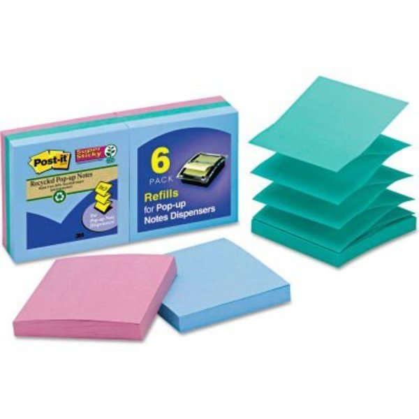 3M Post-it® Super Sticky Pop-Up Notes R3306SST, 3" x 3", Tropic Breeze, 90 Sheets, 6/Pack R3306SST